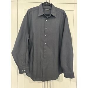 Donna Karan Signature Men’s XL Geometric Cotton Button-Up Shirt Black White